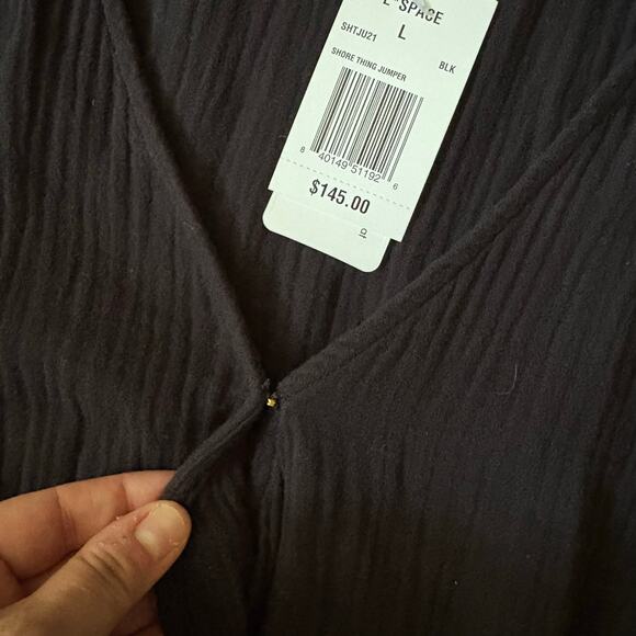 L*Space Black Shore Thing Lightweight Gauzy  Relaxed Jumpsuit Large - Picture 8 of 9